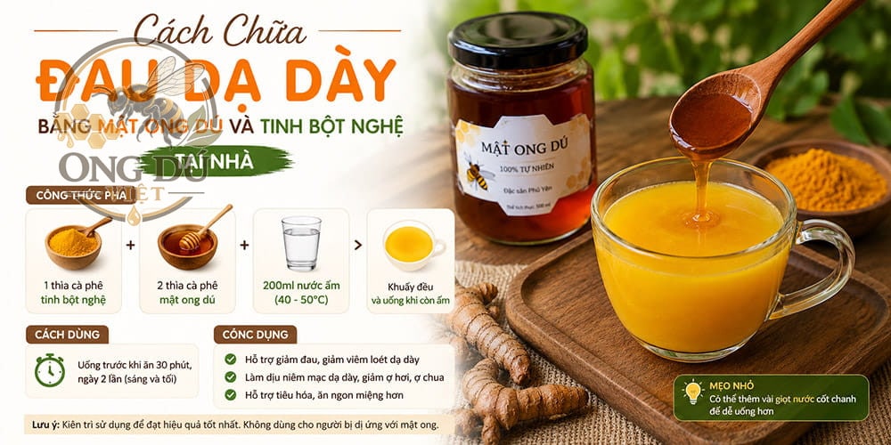 Cách Chữa Đau Dạ Dày Bằng Mật Ong Dú Và Tinh Bột Nghệ Tại Nhà