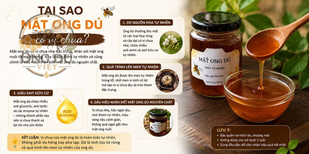 Tại sao mật ong dú có vị chua